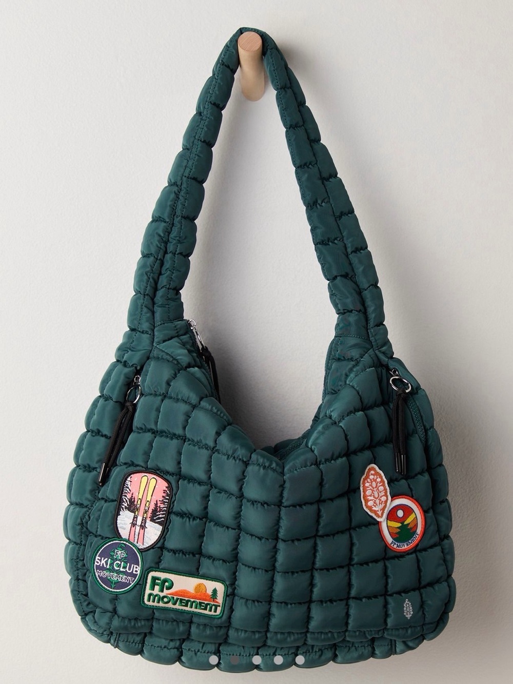 Free People Quilted Teal Shoulder Bag with Pins - Picture 2 of 6